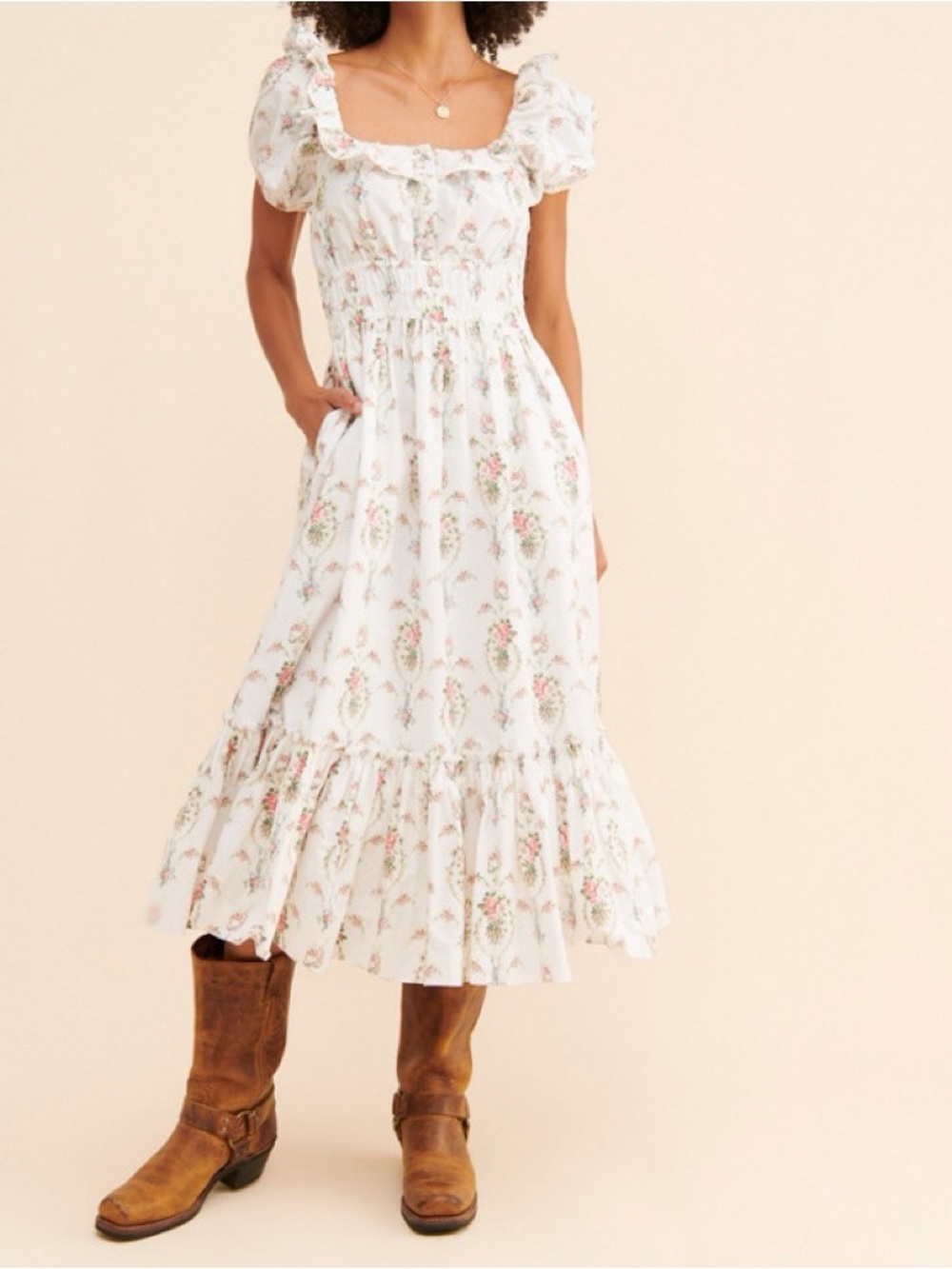 Love Shack Fancy Terrence Floral Dress Size M Cottagecore Prairie Farmhouse